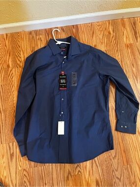 Van Heusen Dress Shirt Mens 18  2X Flex Collar Slim Fit Stretch Men blue New